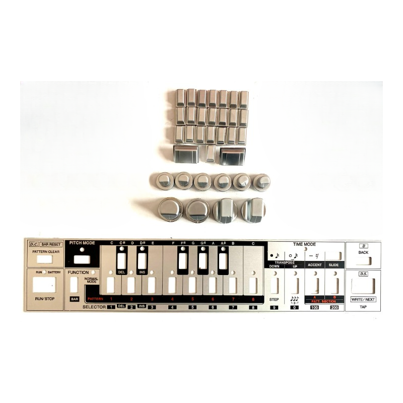 TB-303  Silver Switch Panel + Knobs set